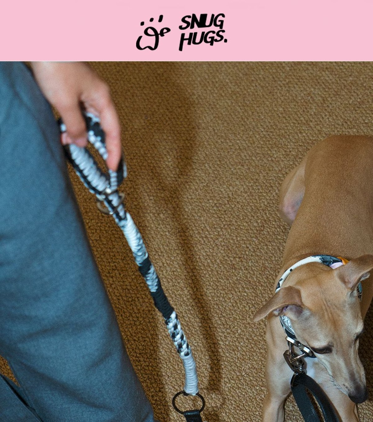 SnugHugs SnugHugs | Black & White Woven Leash 1