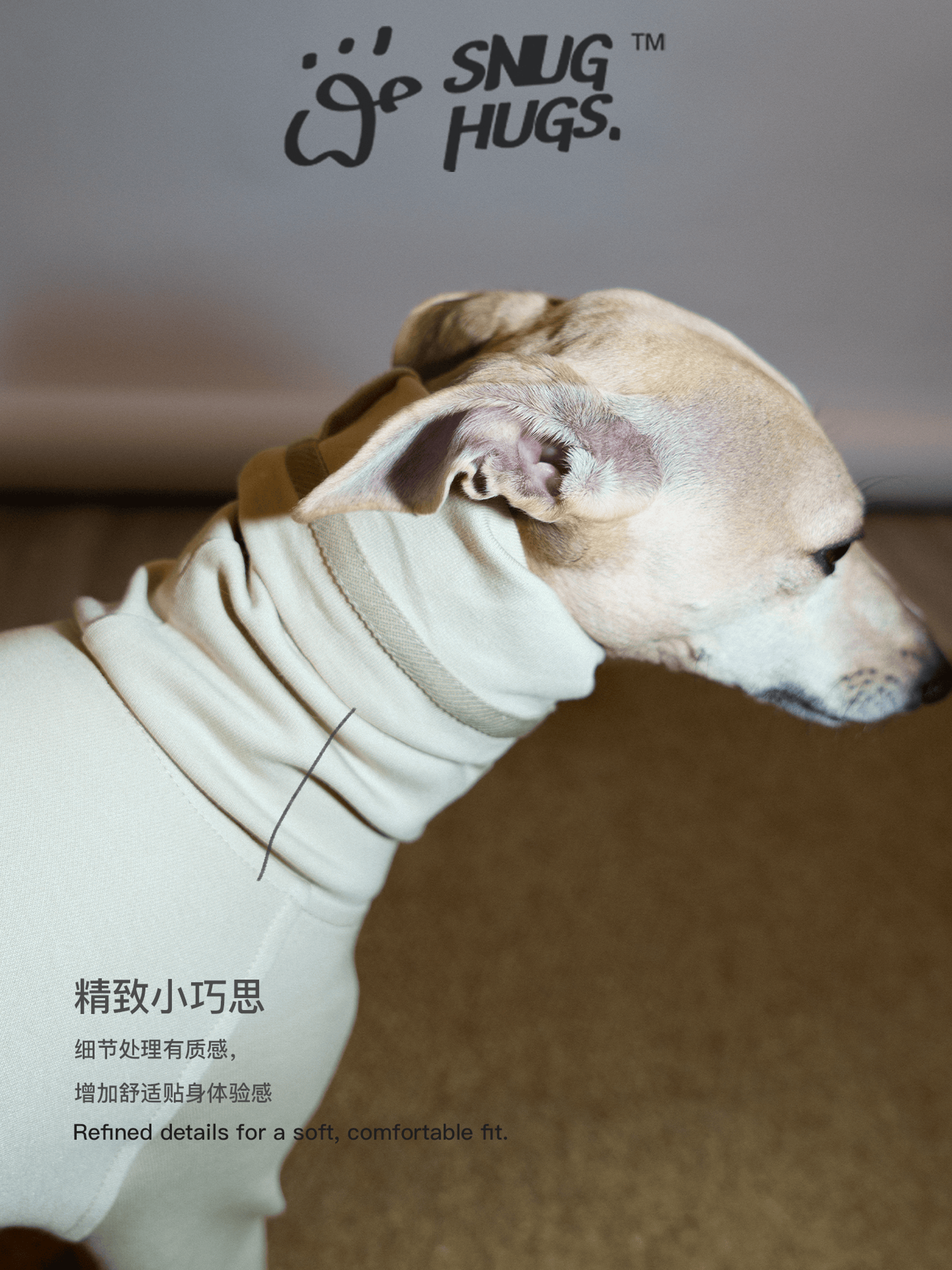 SnugHugs Air-Layer Modal Dog Bodysuit for Italian Greyhounds & Whippets Blue Silt 3