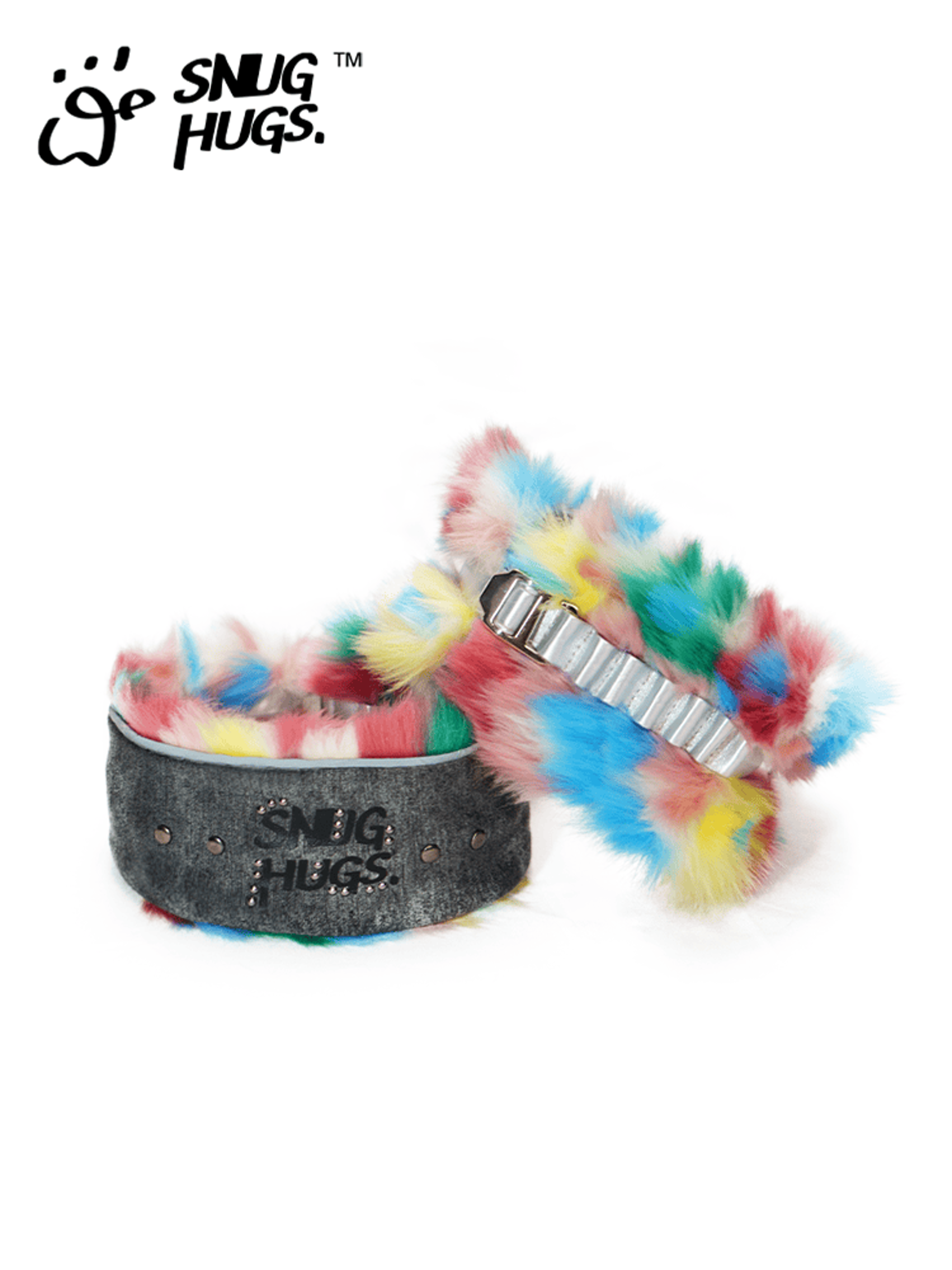 SnugHugs Reversible Plush Dog Scarf Collar Dreamy Rainbow 3