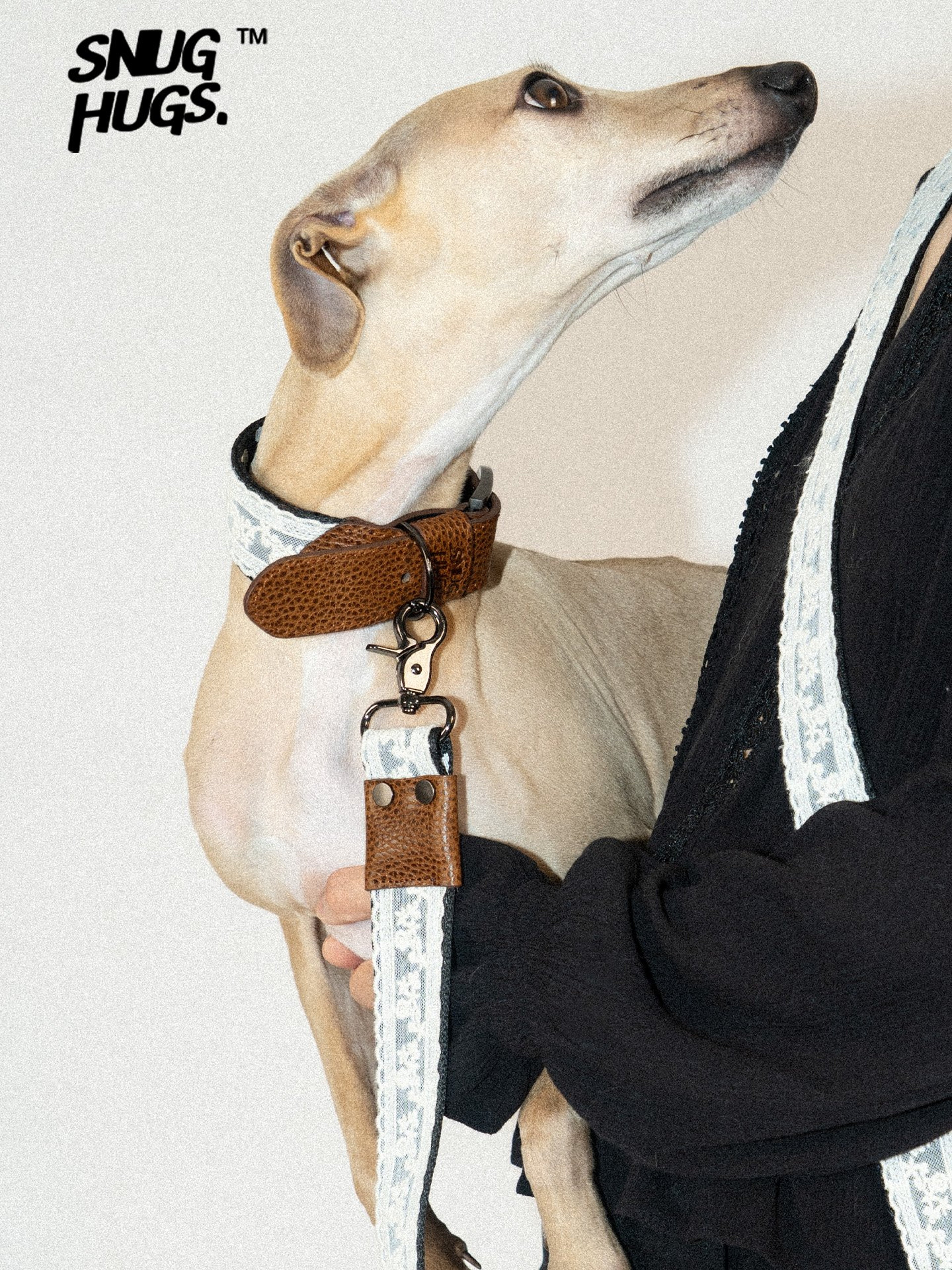 SnugHugs Italian Leather Dog Collar – Lace Polka LACE 2